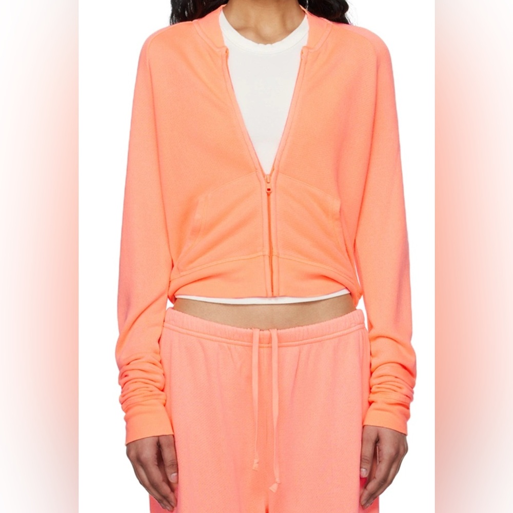 SKIMS Orange Modal French Terry Shunken Zip Up Sweatshirt size Medium